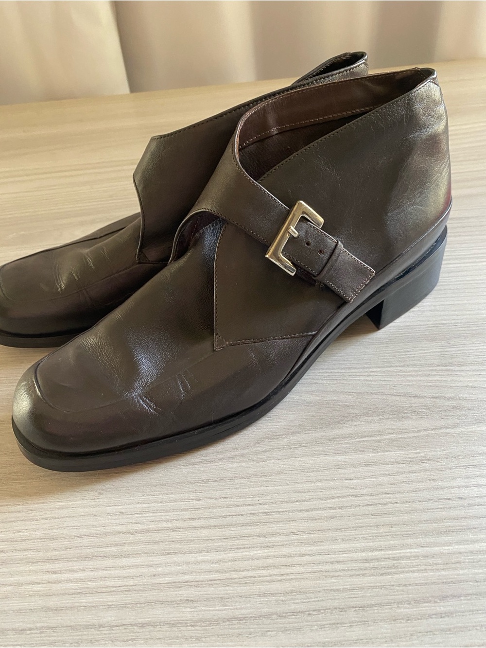 Women’s Etienne Aigner Dark Brown Leather Chukka Monk Strap ankle boots